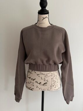 Ryderwear Cropped Sweatshirt Taupe Brown Gym Athleisure Top Size S